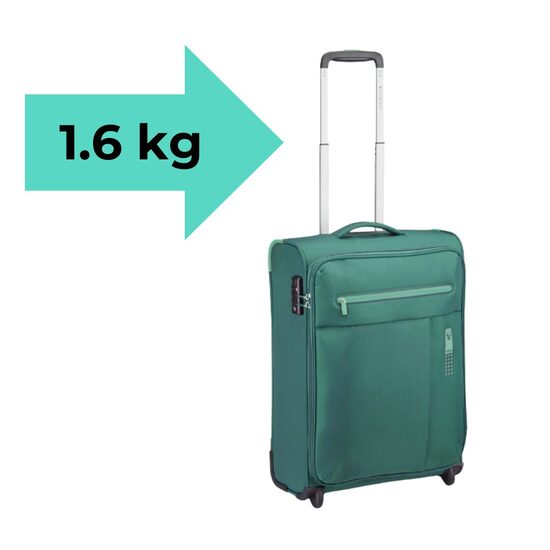 Koferis-rokas-bagāža-55-40-20-2-riteņi-1,6kg-LiteSoft-tirkīzs